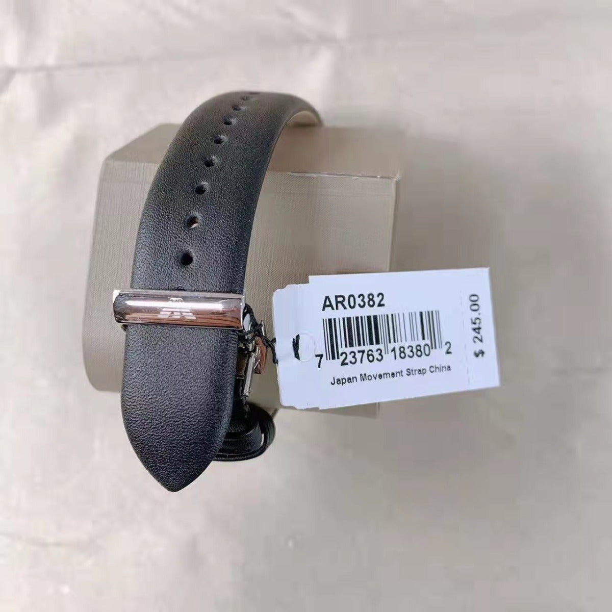 Emporio Armani AR0382 Men's Two-Hand Black Leather Watch Emporio Armani AR0382 Men's Two-Hand Black Leather Watch
